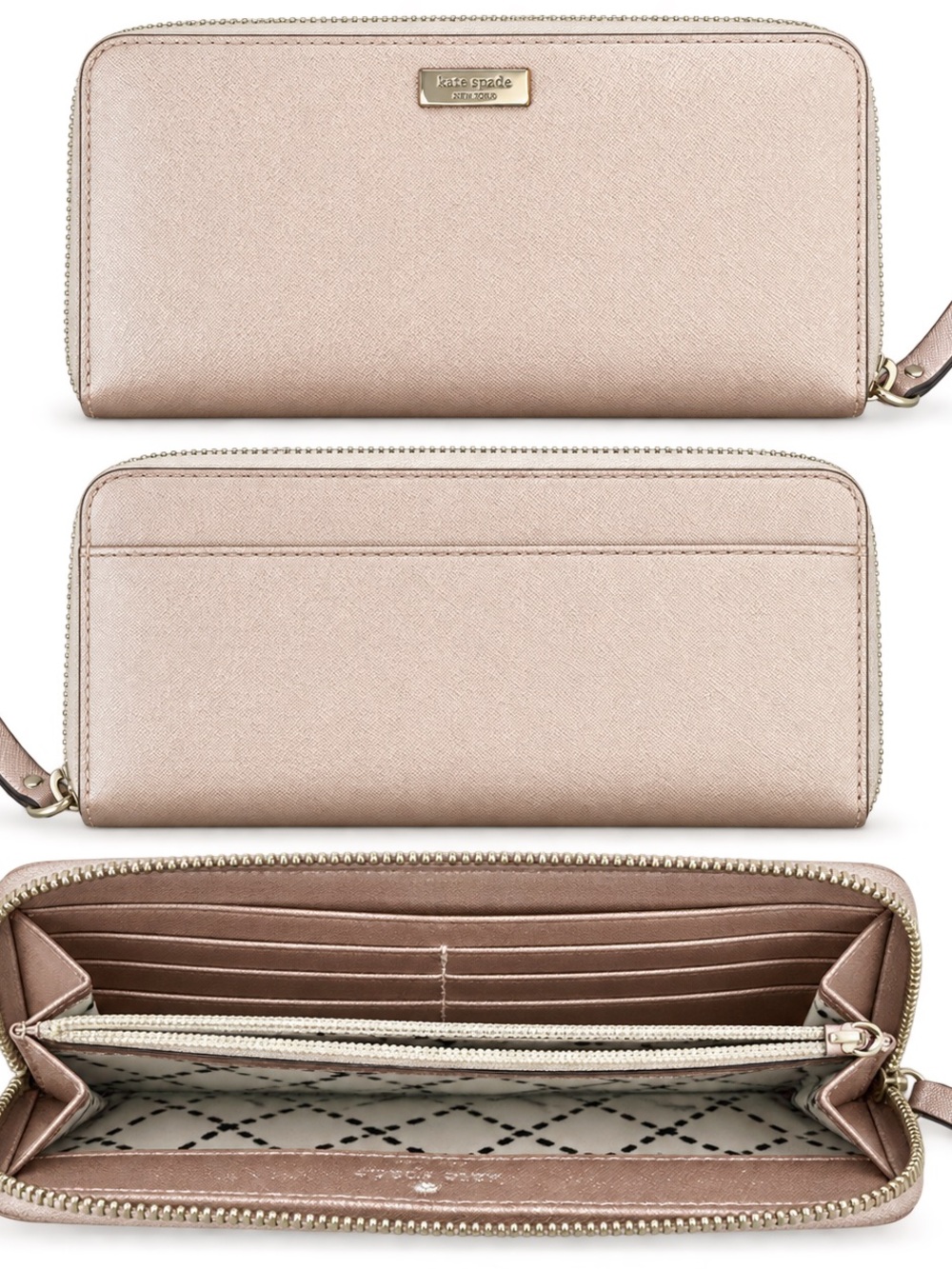 Kate Spade New York Blush Pink Metallic Saffiano Wallet